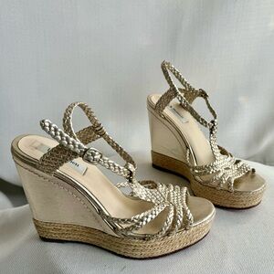 LK Bennett Metallic Woven Wedges, leather